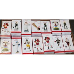 #30)HALLMARK KEEPSAKES ORNAMENTS INCL FOOTBALL ,