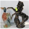 Image 1 : HORSE ORNAMENT AND DUCK DECANTER