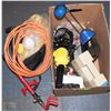 Image 1 : BOX OF TOOLS WITH COMPRESSOR,TWINE, EXTENSION