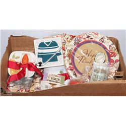 #9)NEW THANKSGIVING BOX WITH NAPKINS,PLATES,TABLE-