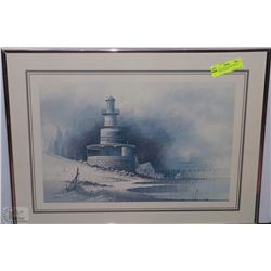 LARGE LIGHTHOUSE PICTURE BY M.LENOIR  24"X18.5"