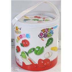 LOT OF 12 BUCKETS OF WOODEN VEGETABLES