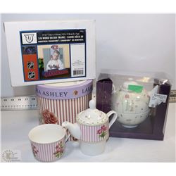 FLAT WITH 2 TEAPOTS AND CANADIENS PICTURE FRAME