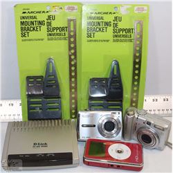 2 CAMERAS INCLUDING CANON AND OLYMPUS,D-LINK,