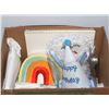 Image 1 : #44)CAKE TOPPER,BIRTHDAY HATS, RAINBOW PIGGYBANK &