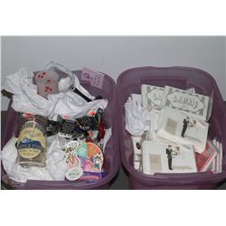 #46)2 TOTES WITH CARDS,SCISSORS,LEATHER LOOKING