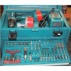 MAKITA TOOLBOX WITH 14.4VOLT DRILL,2 BATTERIES AND