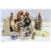 Image 1 : FLAT OF ASSORTED ORNAMENTS 3 PUPPIES, DUCK, CANDLE
