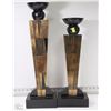 Image 1 : NEW PAIR OF BLACK AND GOLD TALL CANDLE HOLDERS