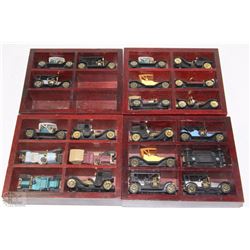 BOX WITH MINI CAR COLLECTIBLES WITH SHELVES FOR