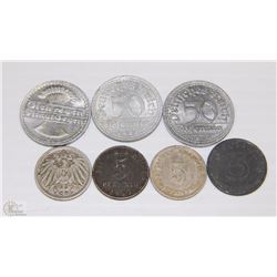 7 GERMAN COINS INCLUDING 50PFENNIG 1920,1921,