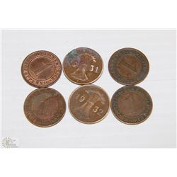 GERMAN 1 PFENNIG COINS 1923,1924,1925,1928 & 1929