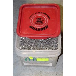 PAIL FULL OF NEW 1 1/4 INCH RING NAILS