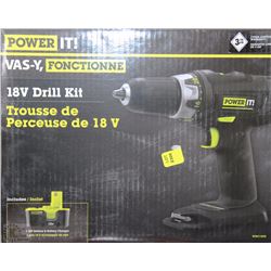 NEW POWER IT! 18V CORDLESS DRILL WITH BATTERY