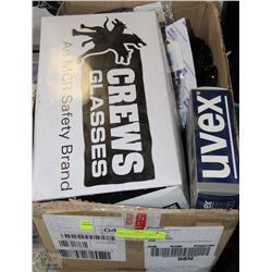 LARGE BOX OF UVEX & CREWS SAFETY GLASSES