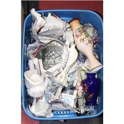 #5)ESTATE TOTE W/ CRYSTAL FRUIT BOWL,ORNAMENTS