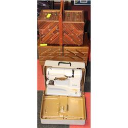 ELNA SUPERMATIC SEWING MACHINE WITH CASE & 2