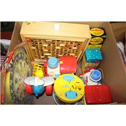 BOX OF VINTAGE KIDS TOYS