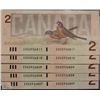 Image 1 : 1986 2 DOLLAR BANKNOTES WITH CONSECUTIVE SERIAL