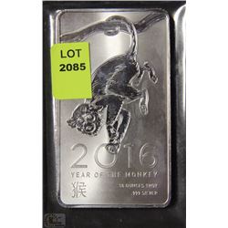 YEAR OF THE MONKEY 10 OUNCE SILVER BAR
