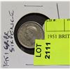 Image 1 : 1951 BRITTISH 6 PENCE COIN