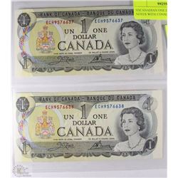 M)CANADIAN ONE DOLLAR BANK NOTES WITH CONSECUTIVE
