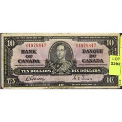 1937 CANADIAN TEN DOLLAR BANKNOTE