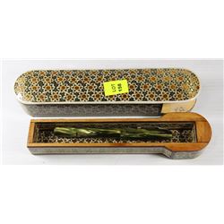 VINTAGE FOUNTAIN PEN WITH FANCY WOOD CASE