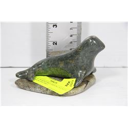 SEAL SOAPSTONE CARVING SIGNED IN BACK 2001 NWT