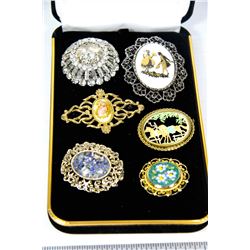 ESTATE COLLECTION OF SIX VINTAGE BROOCHES
