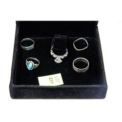 ESTATE COLLECTION OF 5 STERLING SILVER RINGS