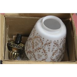 VINTAGE BRASS AND MILK GLASS CHANDELIER