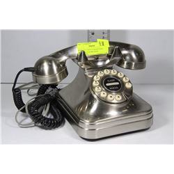 REPRODUCTION PUSH BUTTON PHONE SILVER BRUSHED