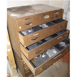 WOOD TOOL BOX WITH CONTENTS