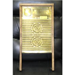 RARE  MAGIC CIRCLE WOOD AND BRASS WASHBOARD