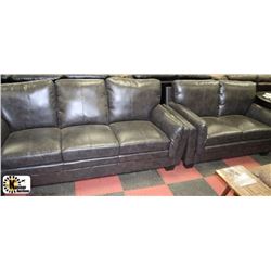 NEW CYRUS CHARCOAL LEATHERETTE SOFA AND LOVESEAT