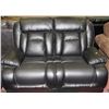Image 1 : BLACK PERFORATED LEATHERETTE RECLINING LOVE SEAT