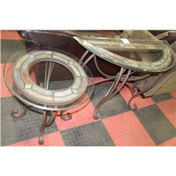 METAL & GLASS SOFA TABLE AND SIDE TABLE