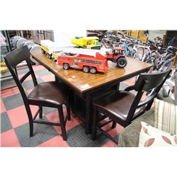 WOODEN BAR TABLE AND 2 CHAIRS