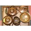 Image 1 : TRAY OF ASST COPPER AND BRASS KETTLES ETC