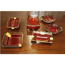 ENGLISH ROUGE ROYAL ASHTRAYS AND DISHES