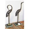 Image 1 : PAIR OF BOMBAY MARBLE BASE METAL FLAMINGOS