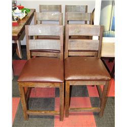 SET OF 6 RUSTIC WOOD BAR STOOLS MATCHES LOT 474
