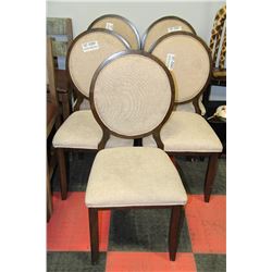 SET OF 5 WOOD AND FABRIC SIDECHAIRS