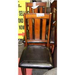 PAIR OF WOOD AND LEATHERETTE SIDECHAIRS ON CHOICE