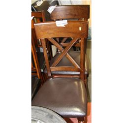 PAIR OF WOOD AND LEATHERETTE SIDECHAIRS ON CHOICE