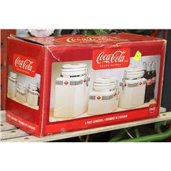 NEW GIBSON COCA COLA CANISTER SET WITH BOX