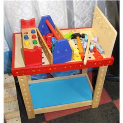 CHILDS POUND A PEG WOODEN TOOL BENCH WITH