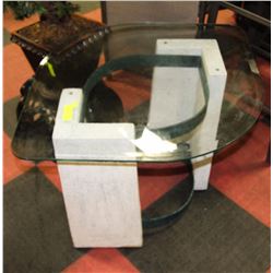 LEMONSHAPE  GLASS SIDE TABLE WITH STONE AND