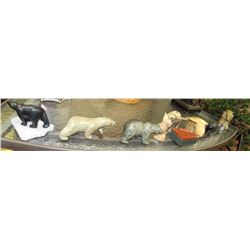 LARGE SOAP STONE ANIMAL COLLECTION WITH TRINKET